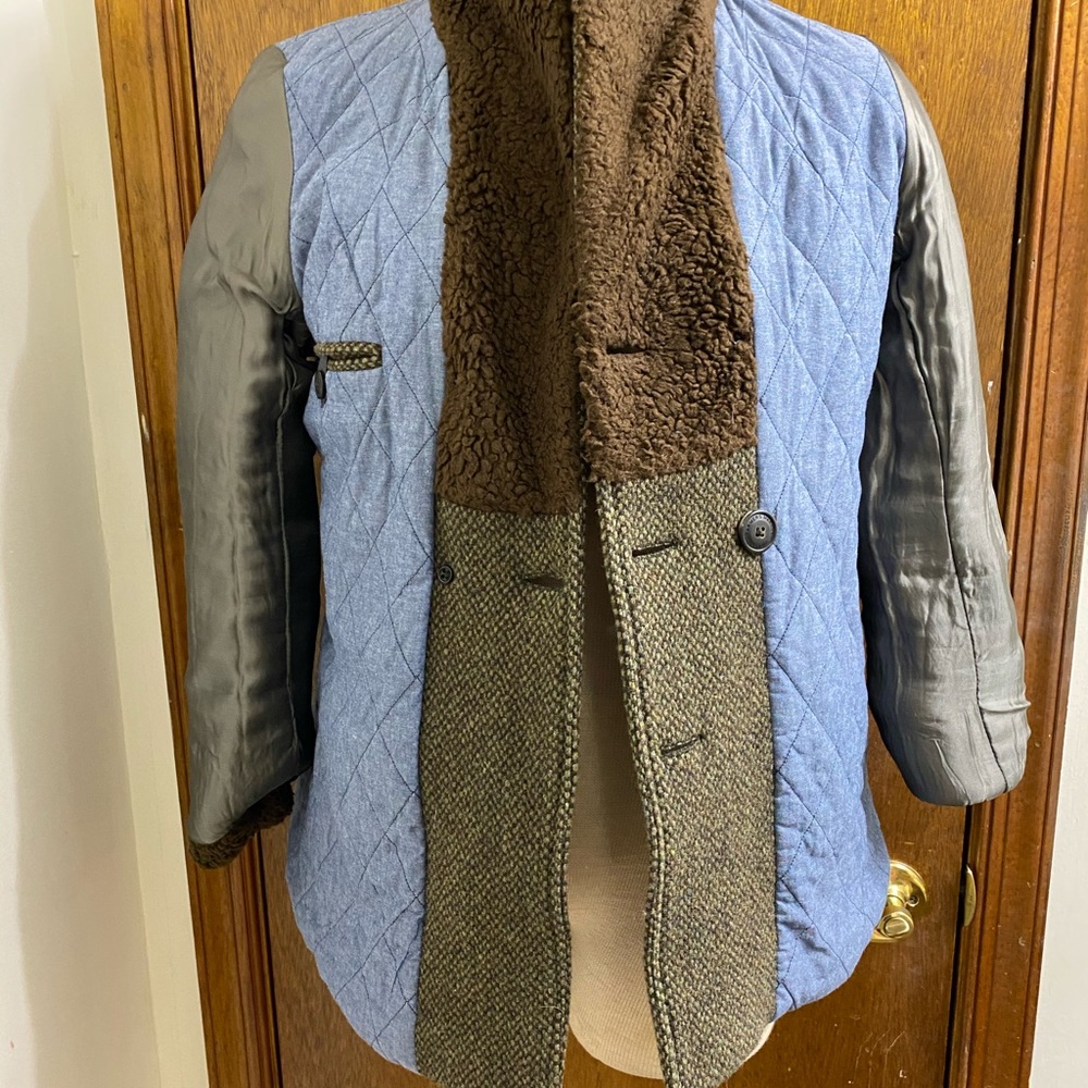 Farmers Market Iceland Olive Tweed Coat Sz Medium - Picture 7 of 8